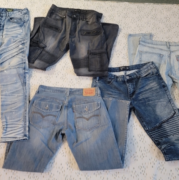 MEN'S LOT OF JEANS SIZE 33/34 LEVI'S, WAIMEA, SMOKE RISE, URBAN CHAINZ - Picture 3 of 8